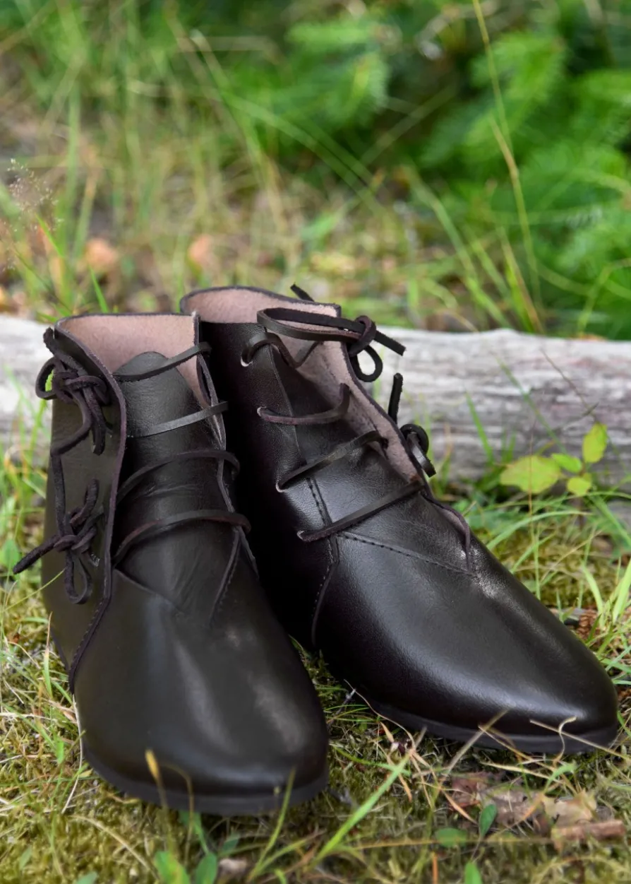 Schnürschuhe, dunkelbraun, halbhoch, seitlich geschnürt, Ulfberth