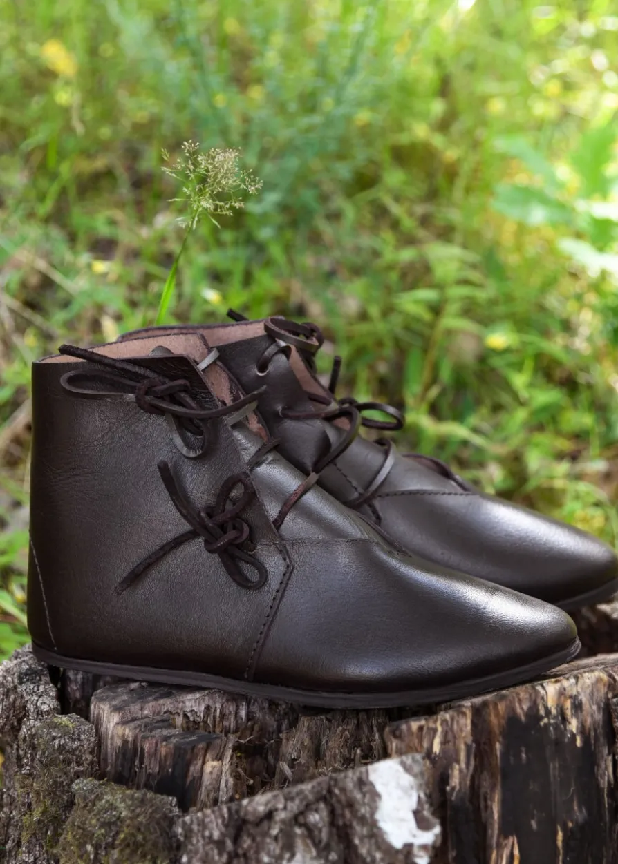 Schnürschuhe, dunkelbraun, halbhoch, seitlich geschnürt, Ulfberth