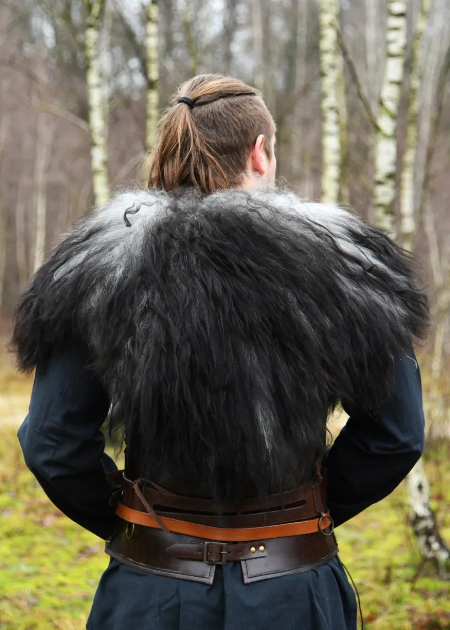 Schulterfell aus Nordlandschnucken-Fell, schwarz grau