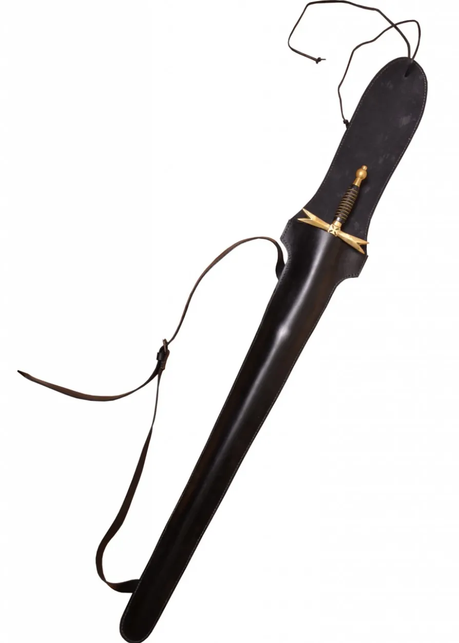 Schwerttasche aus schwarzem Leder
