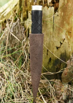 Sgian Dubh Messer mit Damaststahlklinge und Lederscheide
