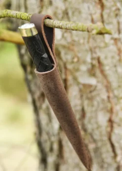 Sgian Dubh Messer mit Damaststahlklinge und Lederscheide