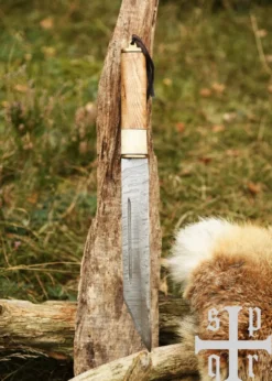 Skramasax, Sax aus Damaststahl mit Holz-/Knochengriff