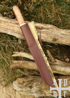 Skramasax, Sax aus Damaststahl mit Holz-/Knochengriff