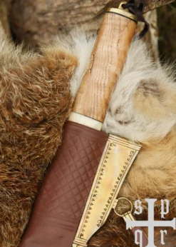 Skramasax, Sax aus Damaststahl mit Holz-/Knochengriff