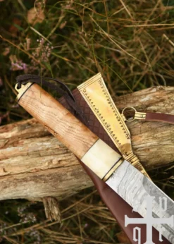 Skramasax, Sax aus Damaststahl mit Holz-/Knochengriff
