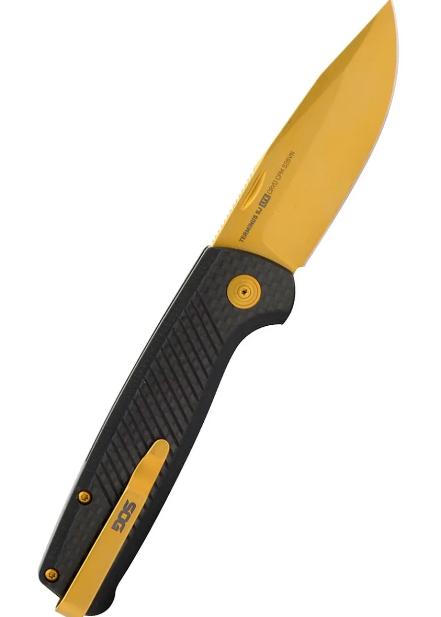 SOG TERMINUS SJ LTE, CARBON + GOLD, Taschenmesser