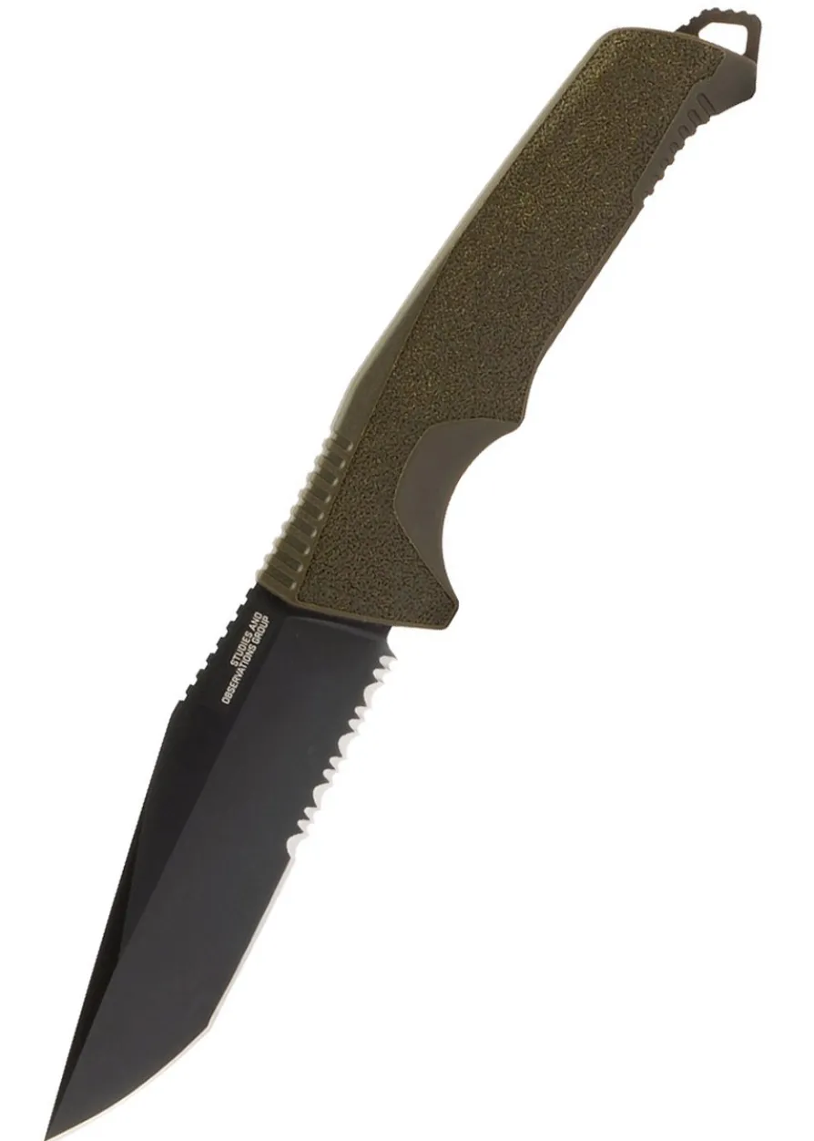 SOG TRIDENT FX, OD GREEN, PARTIALLY SERRATED, Feststehendes Messer