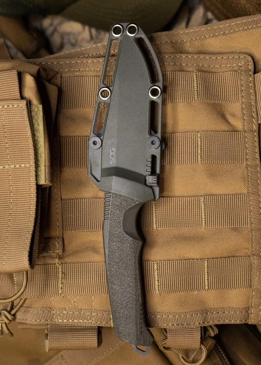 SOG TRIDENT FX, OD GREEN, STRAIGHT EDGE, Feststehendes Messer