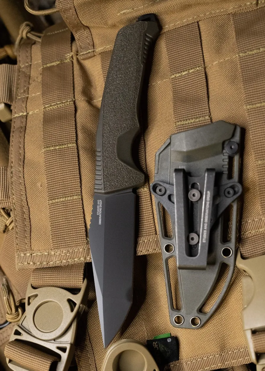 SOG TRIDENT FX, OD GREEN, STRAIGHT EDGE, Feststehendes Messer
