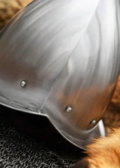Spitzer Morion Helm mit Lederinlet