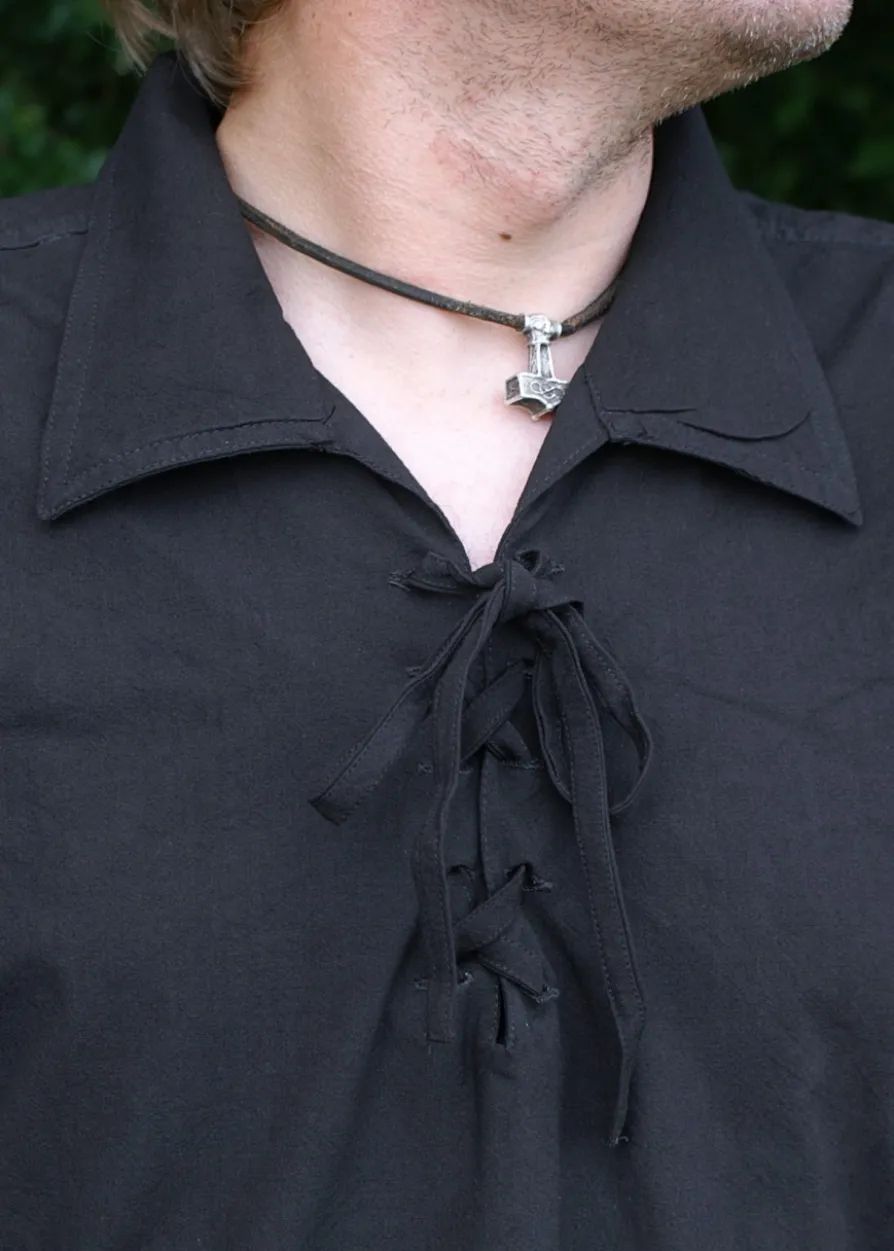 Spätmittelalter-Hemd aus Baumwolle, schwarz