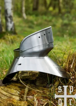 Spätmittelalterliche Halsberge mit Ringkragen, 1,6 mm Stahl