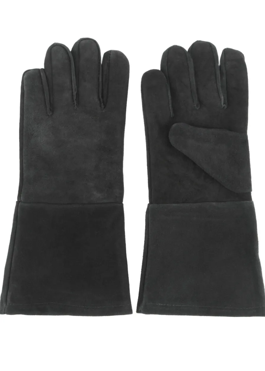 Stulpenhandschuhe aus Wildleder, schwarz