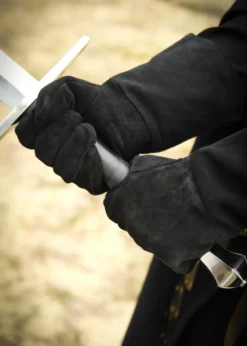 Stulpenhandschuhe aus Wildleder, schwarz