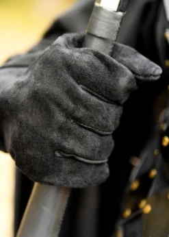 Stulpenhandschuhe aus Wildleder, schwarz