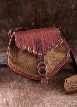 Tasche im Wikinger-Stil, Leder und Segeltuch