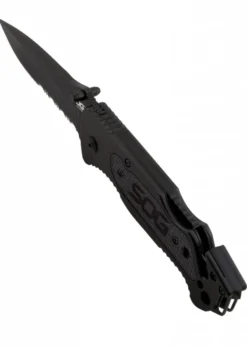 Taschenmesser Escape, Schwarz, Teilwellenschliff, SOG