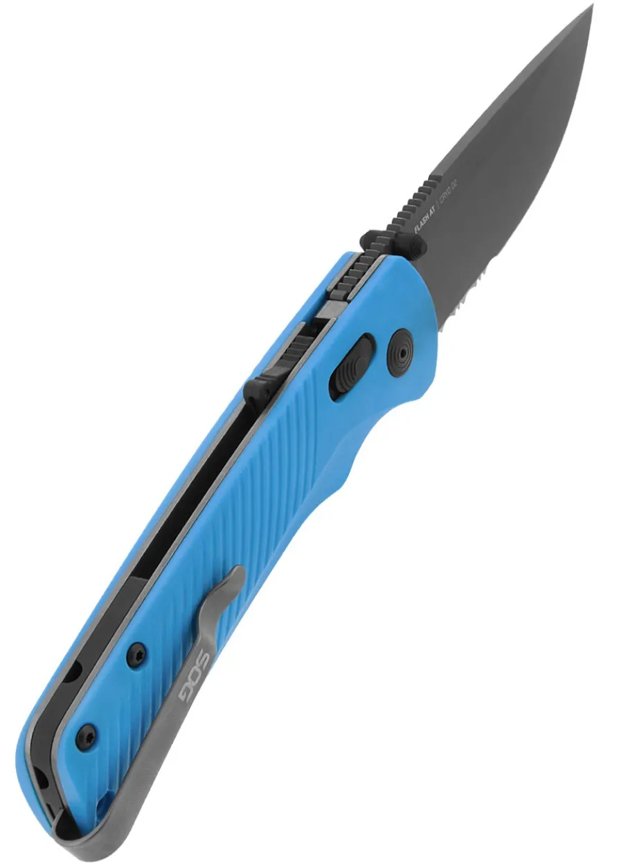 Taschenmesser Flash AT - Civic Cyan - Teil-Wellenschliff, SOG