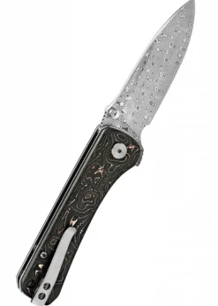 Taschenmesser Hawk, Damast Klinge, Copper Foil CF Griff