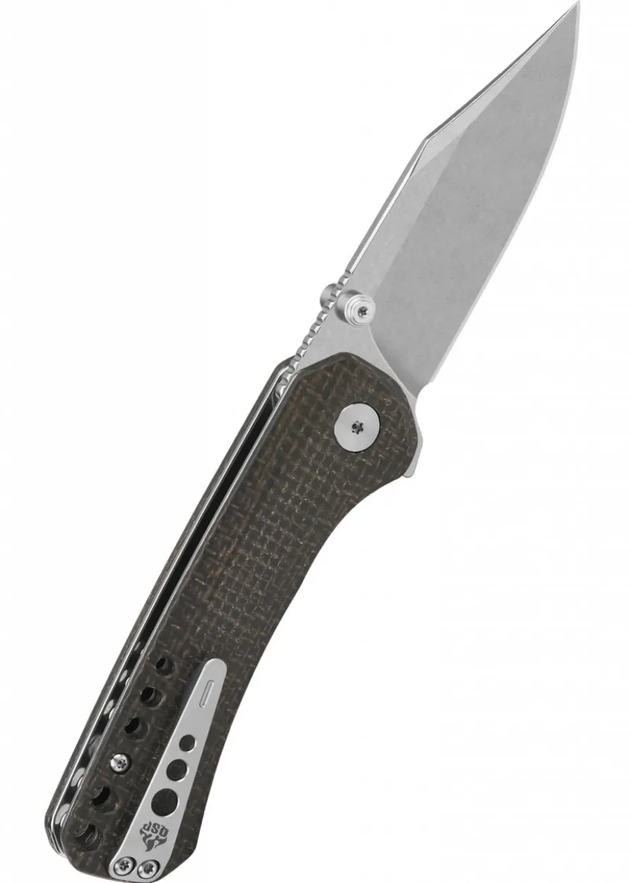 Taschenmesser Kestrel, stonewashed Klinge, brauner Micarta Griff