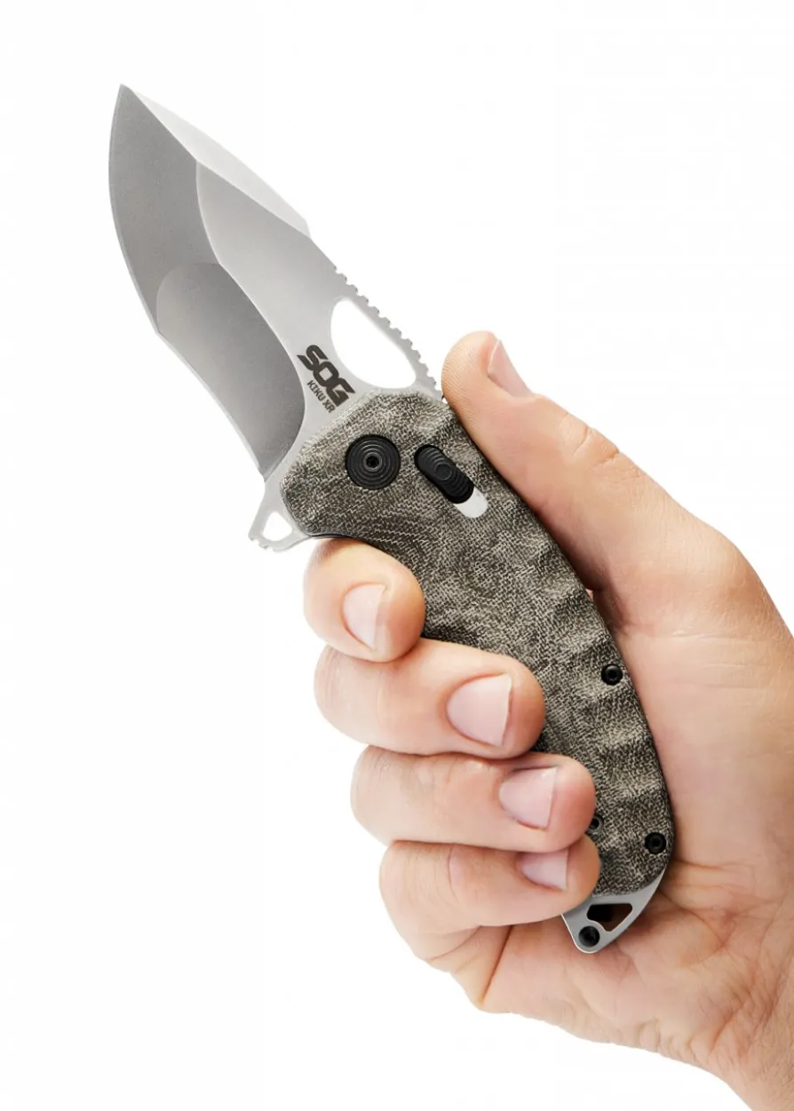 Taschenmesser Kiku XR Satiniert, Linen Micarta, SOG