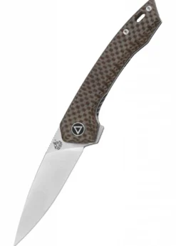 Taschenmesser Leopard, satinierte Klinge Brauner texturierter Micarta Griff
