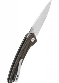 Taschenmesser Leopard, satinierte Klinge Brauner texturierter Micarta Griff