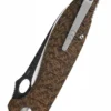 Taschenmesser Locust, schwarze satinierte Klinge, brauner Micarta Griff