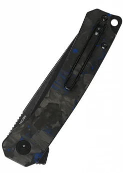 Taschenmesser Osprey, Black stonewashed Klinge, shredded CF overlay G10, blau