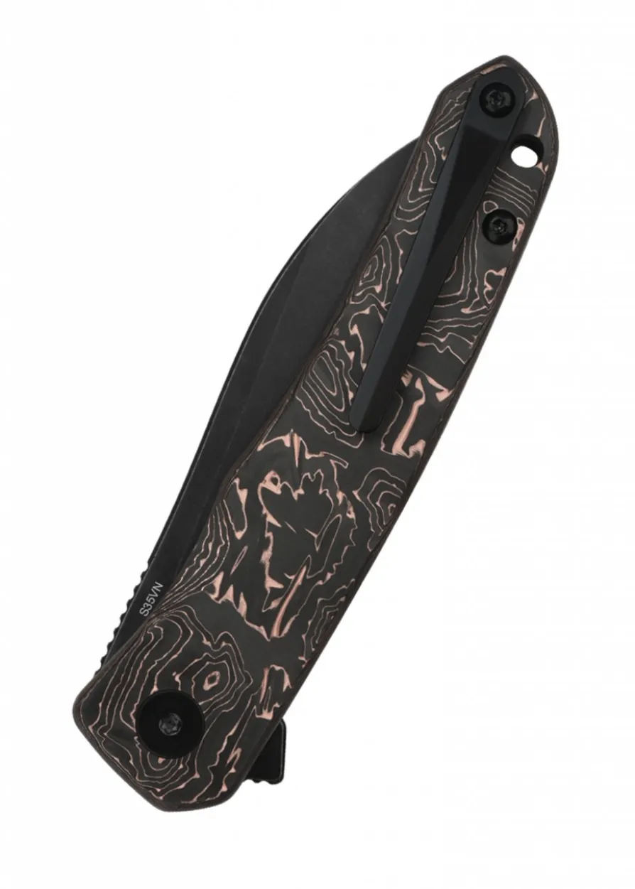 Taschenmesser Otter, schwarze stonewashed Klinge, Griff mit Kupfer-Folie
