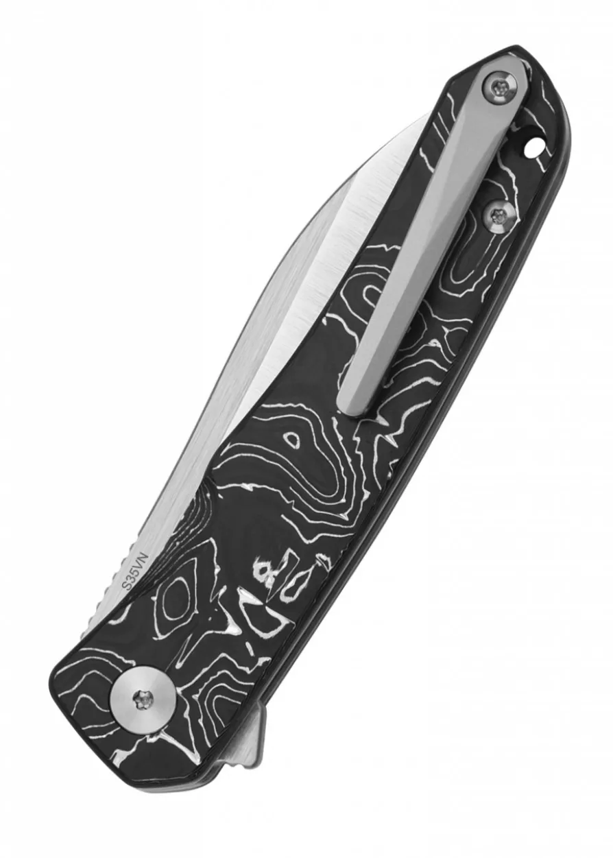 Taschenmesser Otter, S35VN satinierte Klinge, Aluminium Foil CF Griff
