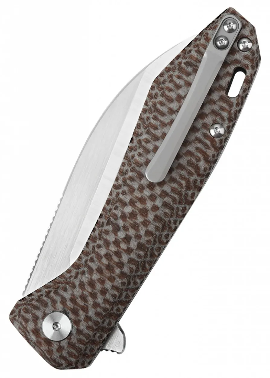 Taschenmesser Pelican, satinierte Klinge, braun texturierter Micarta Griff