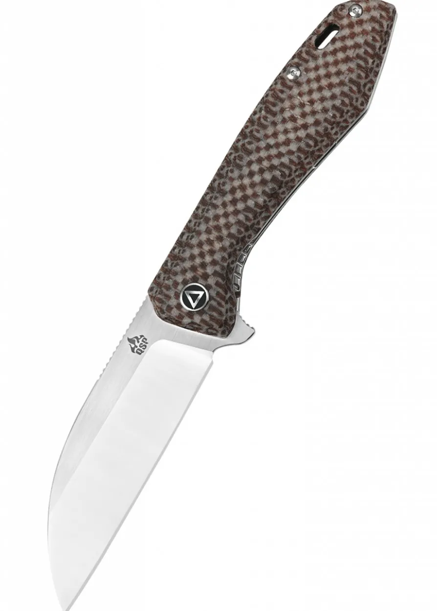 Taschenmesser Pelican, satinierte Klinge, braun texturierter Micarta Griff