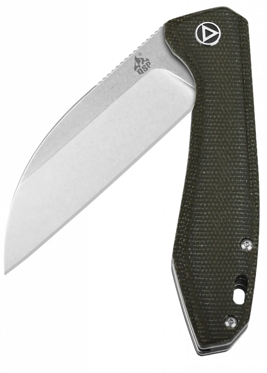 Taschenmesser Pelican, stonewashed Klinge, grüner Micarta Griff