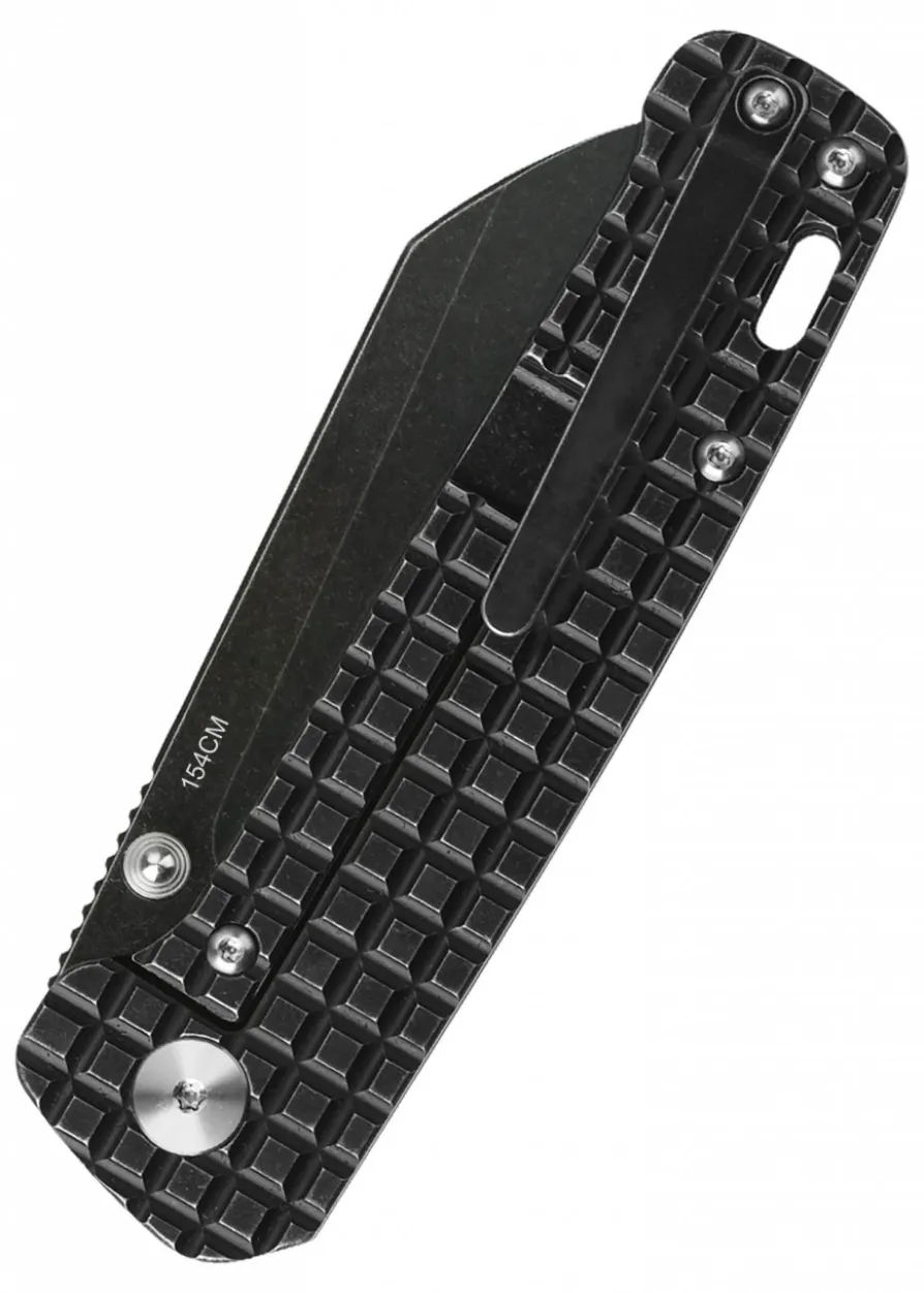 Taschenmesser Penguin, 154CM schwarze stonewashed Klinge, Schwarzer Titan Griff