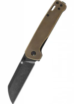 Taschenmesser Penguin, D2 schwarze stonewashed Klinge, Messing Griff