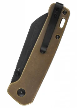 Taschenmesser Penguin, D2 schwarze stonewashed Klinge, Messing Griff