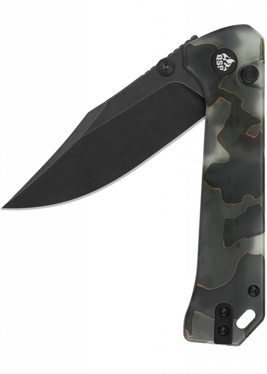 Taschenmesser QSP Grebe Button Lock, Raffir Resin Griff