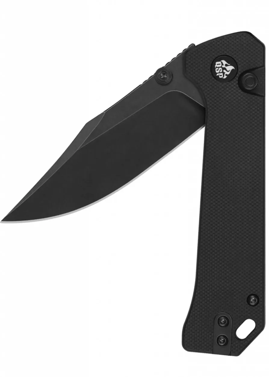 Taschenmesser QSP Grebe Button Lock, G10 Griff, schwarz