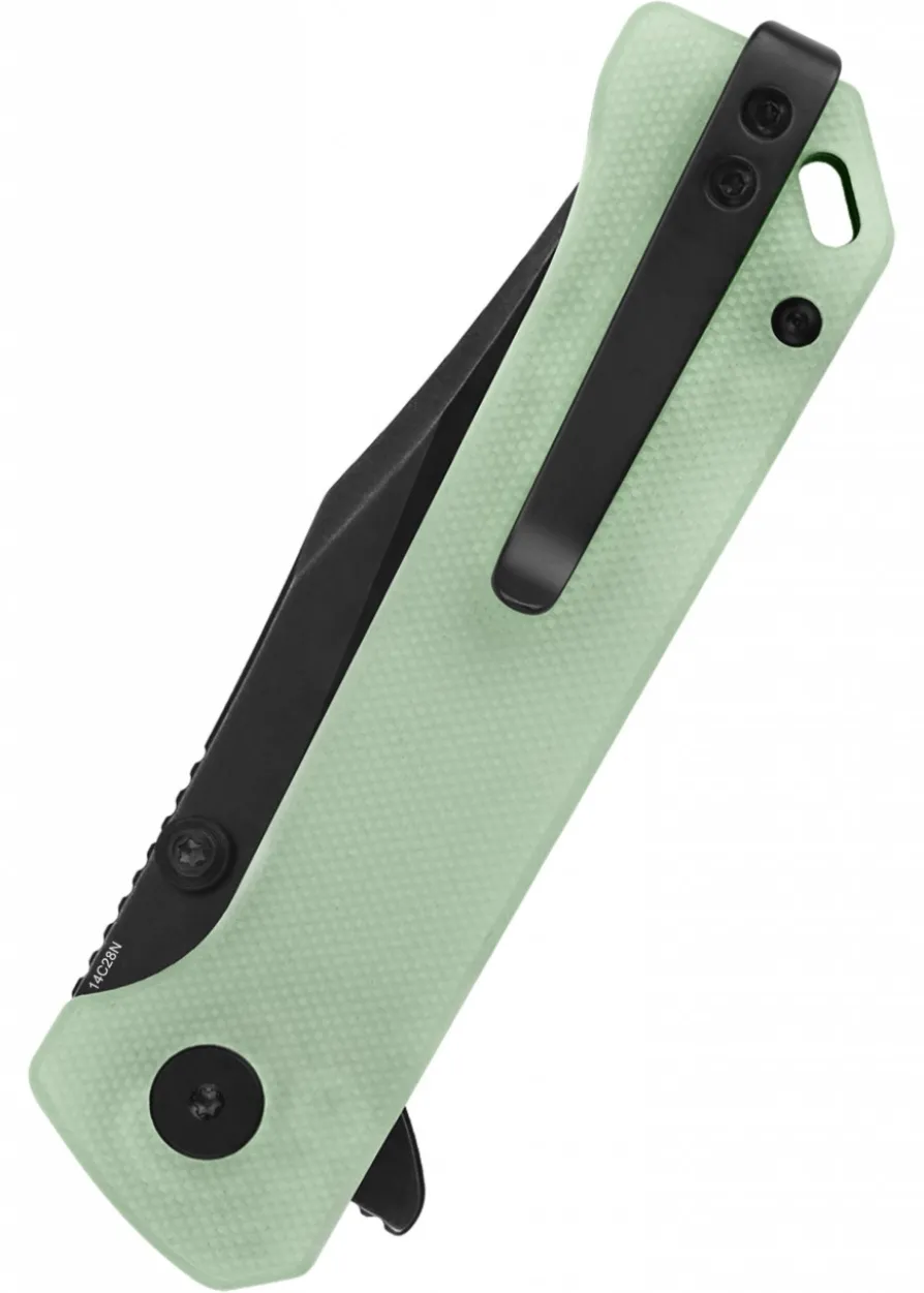 Taschenmesser QSP Grebe Button Lock G10 Griff, Jade