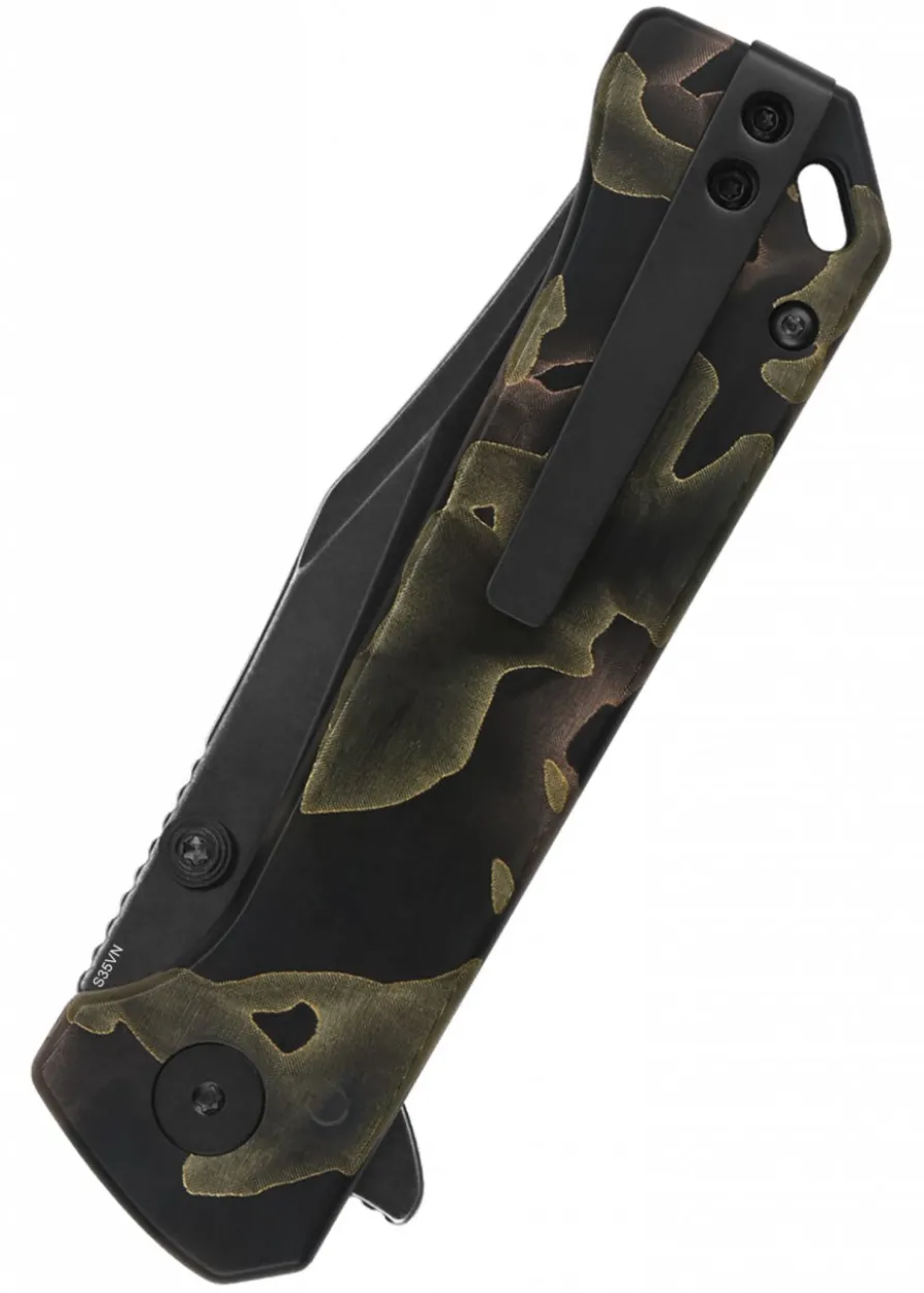 Taschenmesser QSP Grebe Button Lock, Noble Raffir Resin Griff
