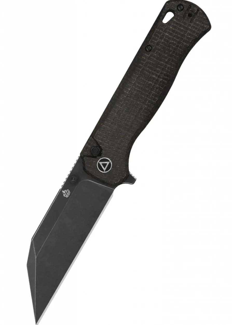 Taschenmesser Swordfish, schwarze stonewashed Klinge, brauner Micarta Griff