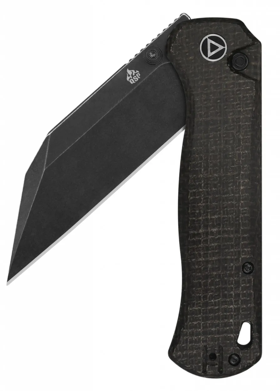Taschenmesser Swordfish, schwarze stonewashed Klinge, brauner Micarta Griff