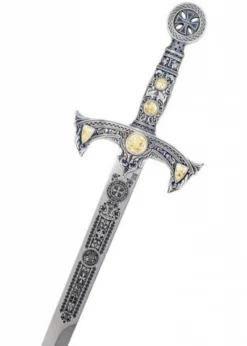 Templer Schwert silber, blau mit Zierätzung, Marto