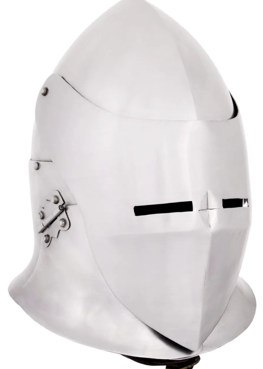 Topfhelm mit Klappvisier, 1,6 mm Stahl