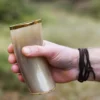 Trinkbecher aus Horn mit Messingrand, ohne Henkel