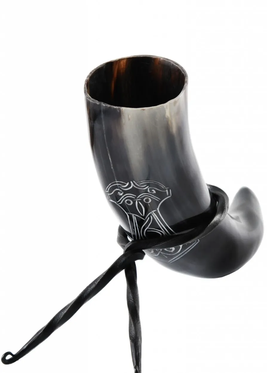 Trinkhorn mit Ständer - Mjölnir, Thorshammer
