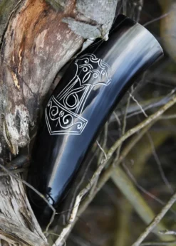 Trinkhorn mit Ständer - Mjölnir, Thorshammer