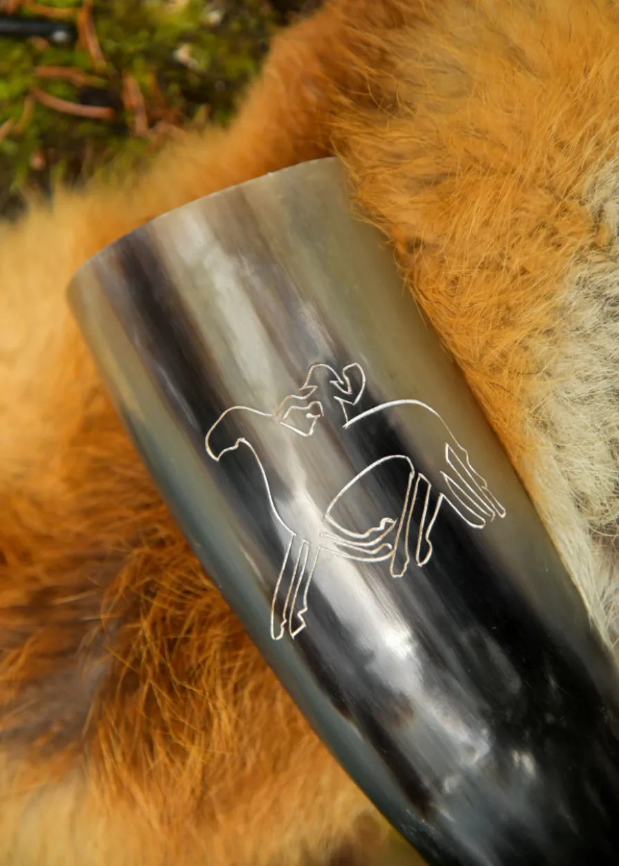Trinkhorn mit Ständer - Odin reitet Sleipnir